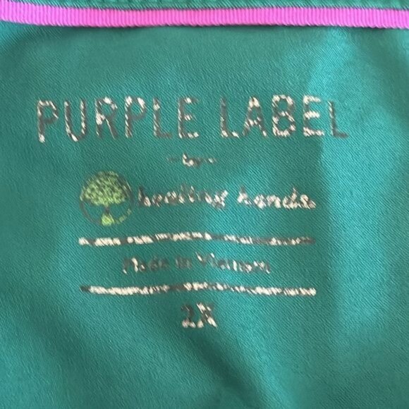 Purple Label Healing Hands Womens Teal Scrub Top 2X - Picture 3 of 6